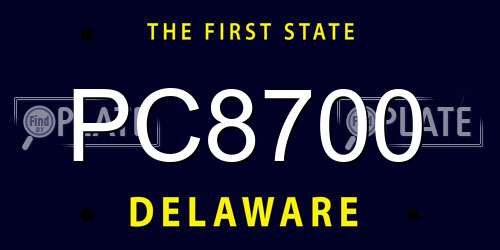 PC8700 Delaware License Plate