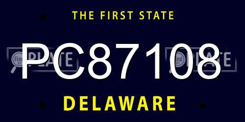 PC87108 Delaware License Plate