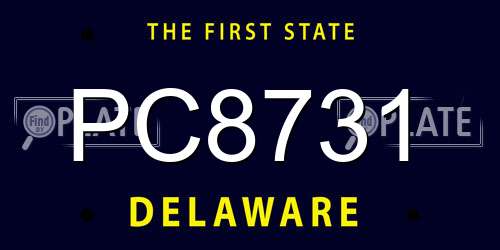 PC8731 Delaware License Plate