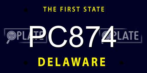 PC874 Delaware License Plate