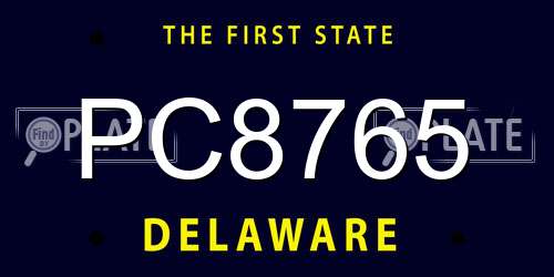 PC8765 Delaware License Plate