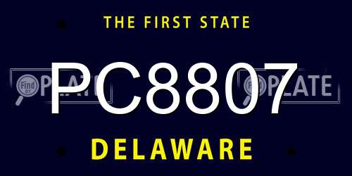PC8807 Delaware License Plate
