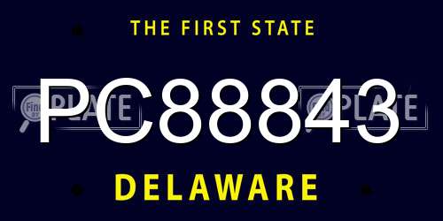 PC88843 Delaware License Plate
