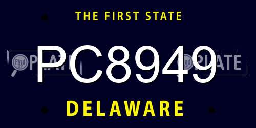 PC8949 Delaware License Plate