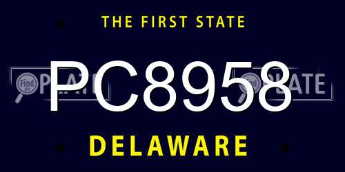 PC8958 Delaware License Plate