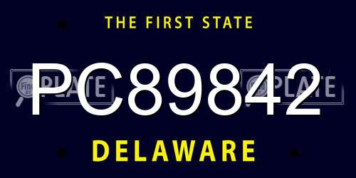 PC89842 Delaware License Plate