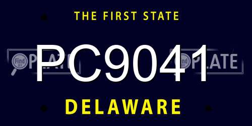 PC9041 Delaware License Plate