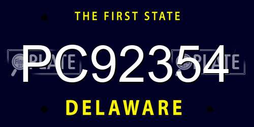 PC92354 Delaware License Plate