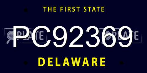 PC92369 Delaware License Plate