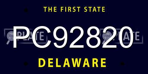 PC92820 Delaware License Plate