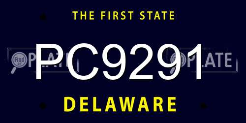 PC9291 Delaware License Plate