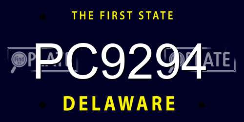 PC9294 Delaware License Plate