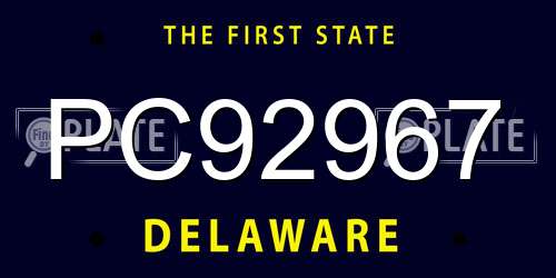 PC92967 Delaware License Plate