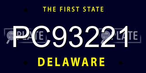 PC93221 Delaware License Plate