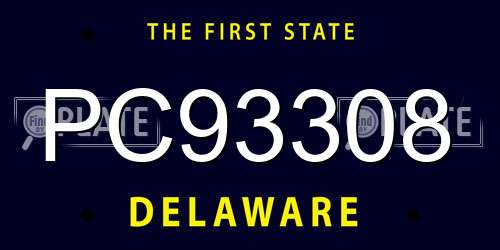 PC93308 Delaware License Plate