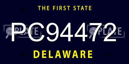 PC94472 Delaware License Plate