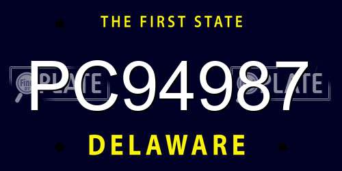 PC94987 Delaware License Plate