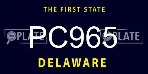 PC965 Delaware License Plate