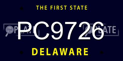 PC9726 Delaware License Plate
