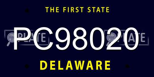 PC98020 Delaware License Plate