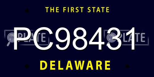 PC98431 Delaware License Plate