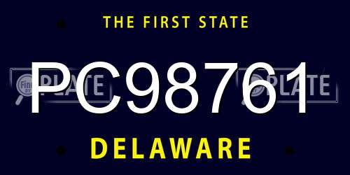 PC98761 Delaware License Plate