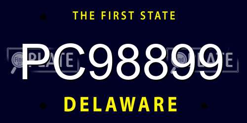 PC98899 Delaware License Plate