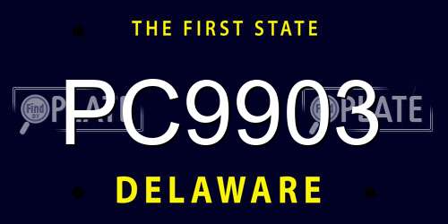 PC9903 Delaware License Plate