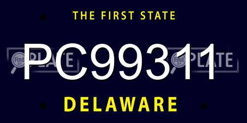 PC99311 Delaware License Plate