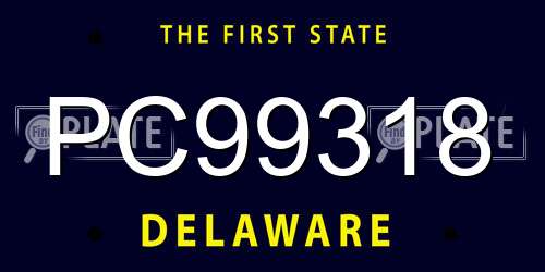 PC99318 Delaware License Plate