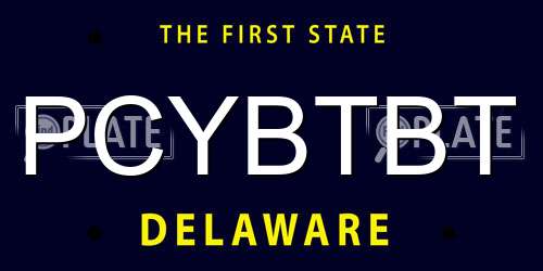 PCYBTBT Delaware License Plate