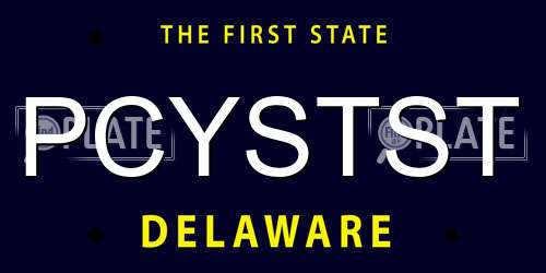 PCYSTST Delaware License Plate