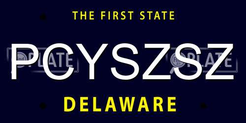 PCYSZSZ Delaware License Plate