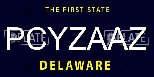 PCYZAAZ Delaware License Plate