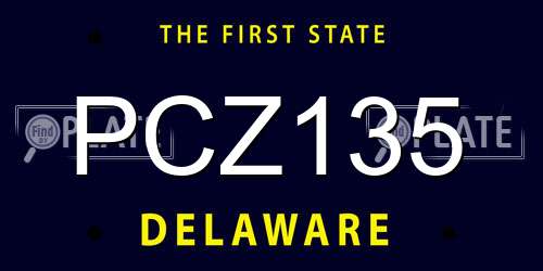 PCZ135 Delaware License Plate