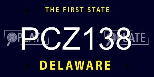 PCZ138 Delaware License Plate