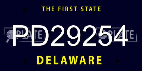PD29254 Delaware License Plate