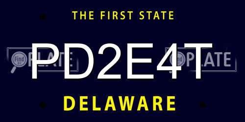 PD2E4T Delaware License Plate