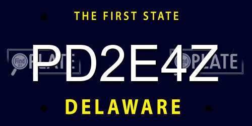 PD2E4Z Delaware License Plate