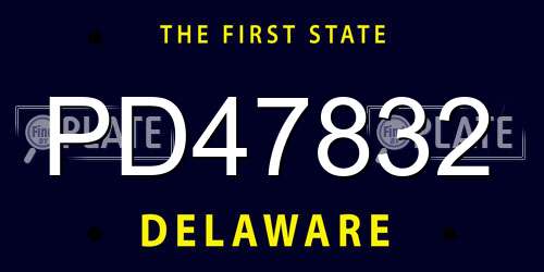 PD47832 Delaware License Plate