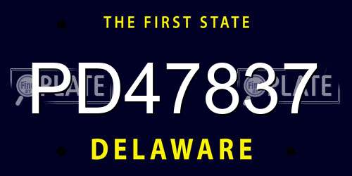 PD47837 Delaware License Plate
