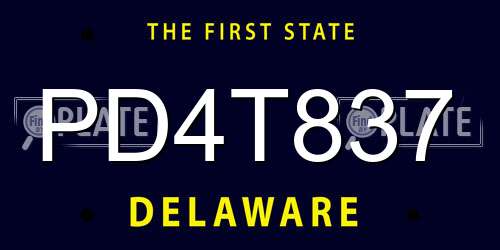 PD4T837 Delaware License Plate