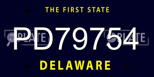 PD79754 Delaware License Plate