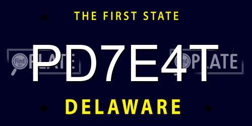 PD7E4T Delaware License Plate