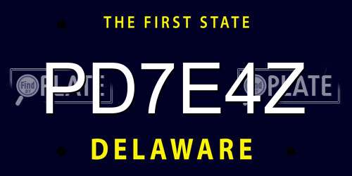 PD7E4Z Delaware License Plate