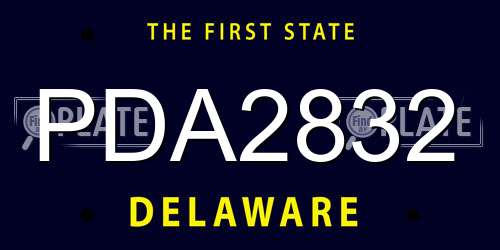 PDA2832 Delaware License Plate