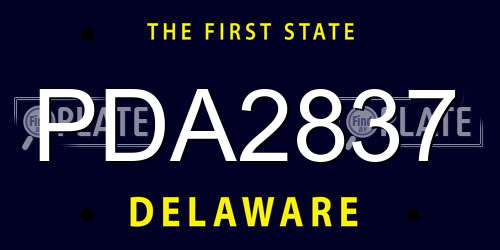 PDA2837 Delaware License Plate