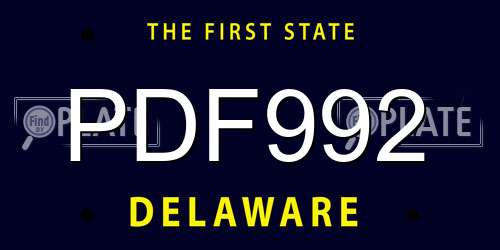 PDF992 Delaware License Plate
