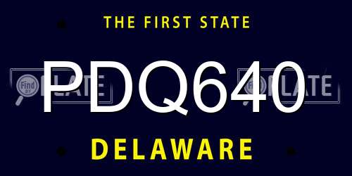 PDQ640 Delaware License Plate