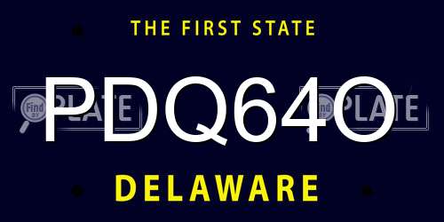 PDQ64O Delaware License Plate